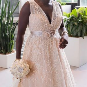 David’s Bridal A-Line champagne wedding dress